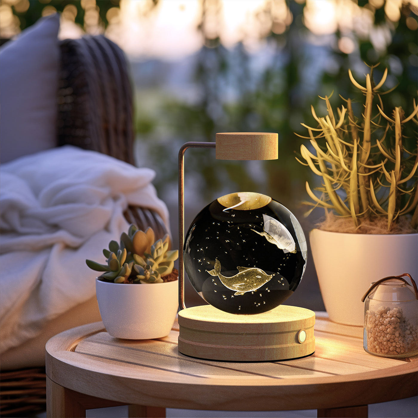 Luminária Dinossauro Cósmico Bola de Cristal