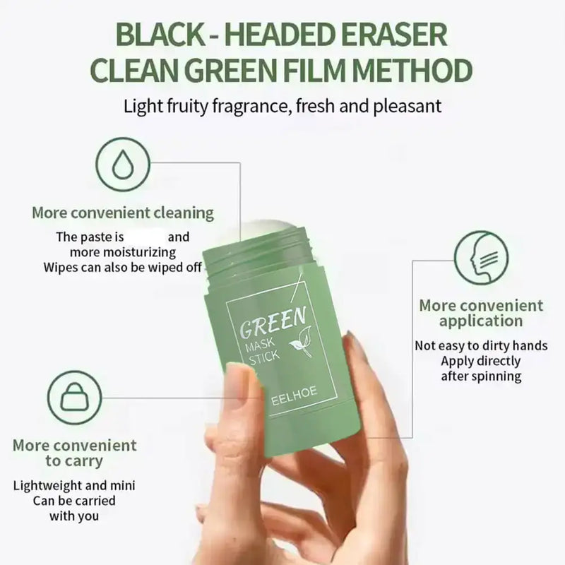 Green Tea Cleansing Stick 40g – Máscara Facial em Bastão para Limpeza Profunda, Cravos e Poros