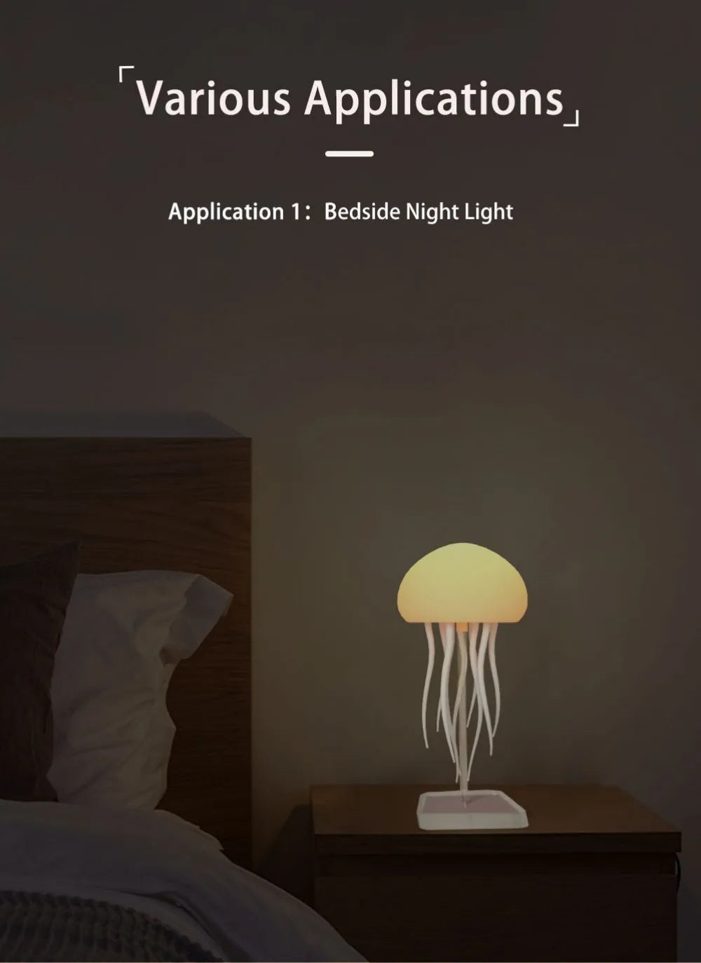 Luminária de Medusa com LED RGB – Luz Noturna com Tentáculos Ativos