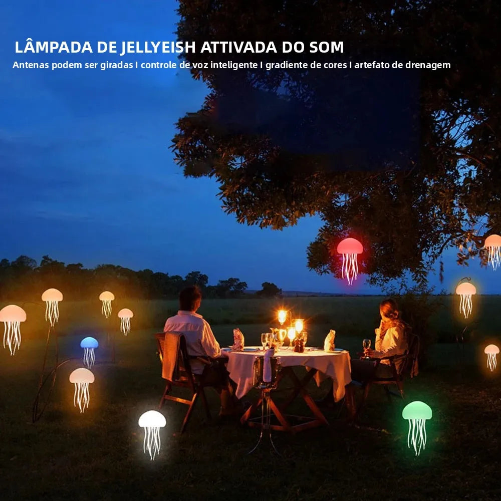 Luminária de Medusa com LED RGB – Luz Noturna com Tentáculos Ativos
